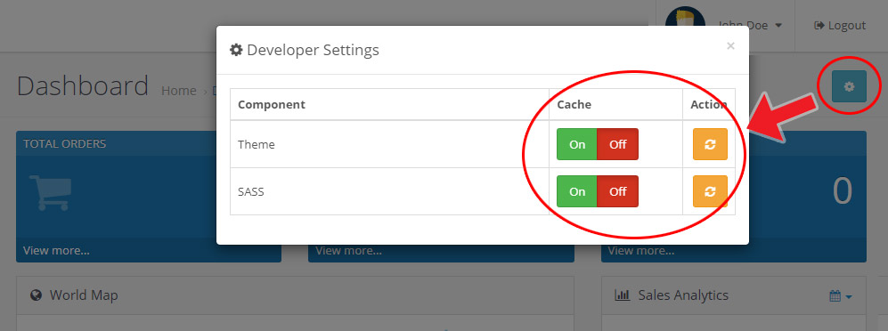 how to clear cache in opencart